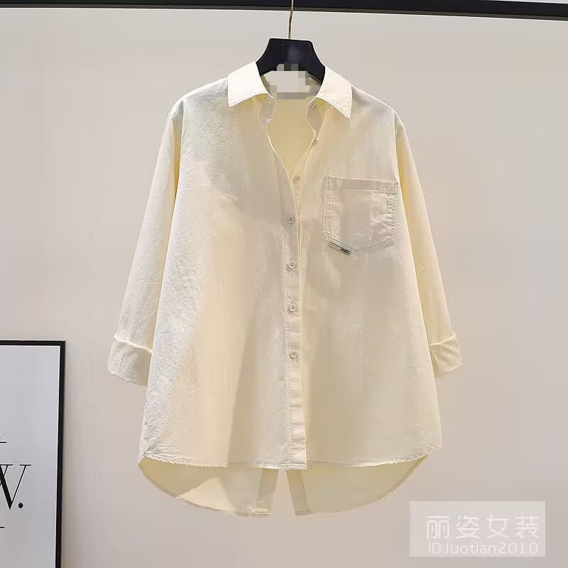 Slit shirt women's long-sleeved spring and autumn new Korean style loose slimming versatile shirt