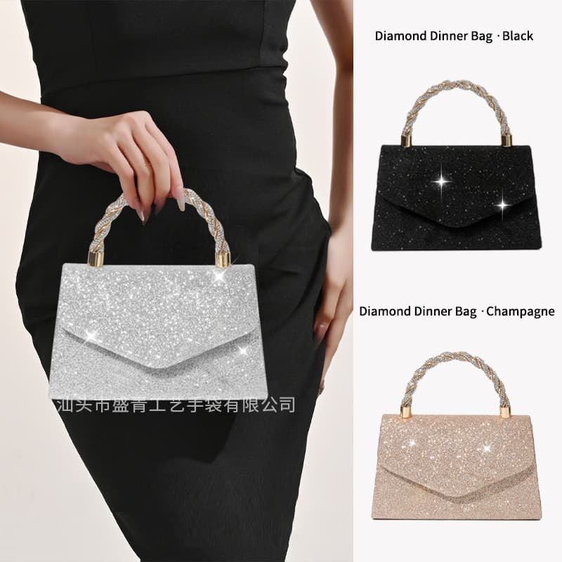 Cross-border new style evening bag, elegant clutch, large capacity women's shoulder and crossbody chain bag, fashionable evening bag