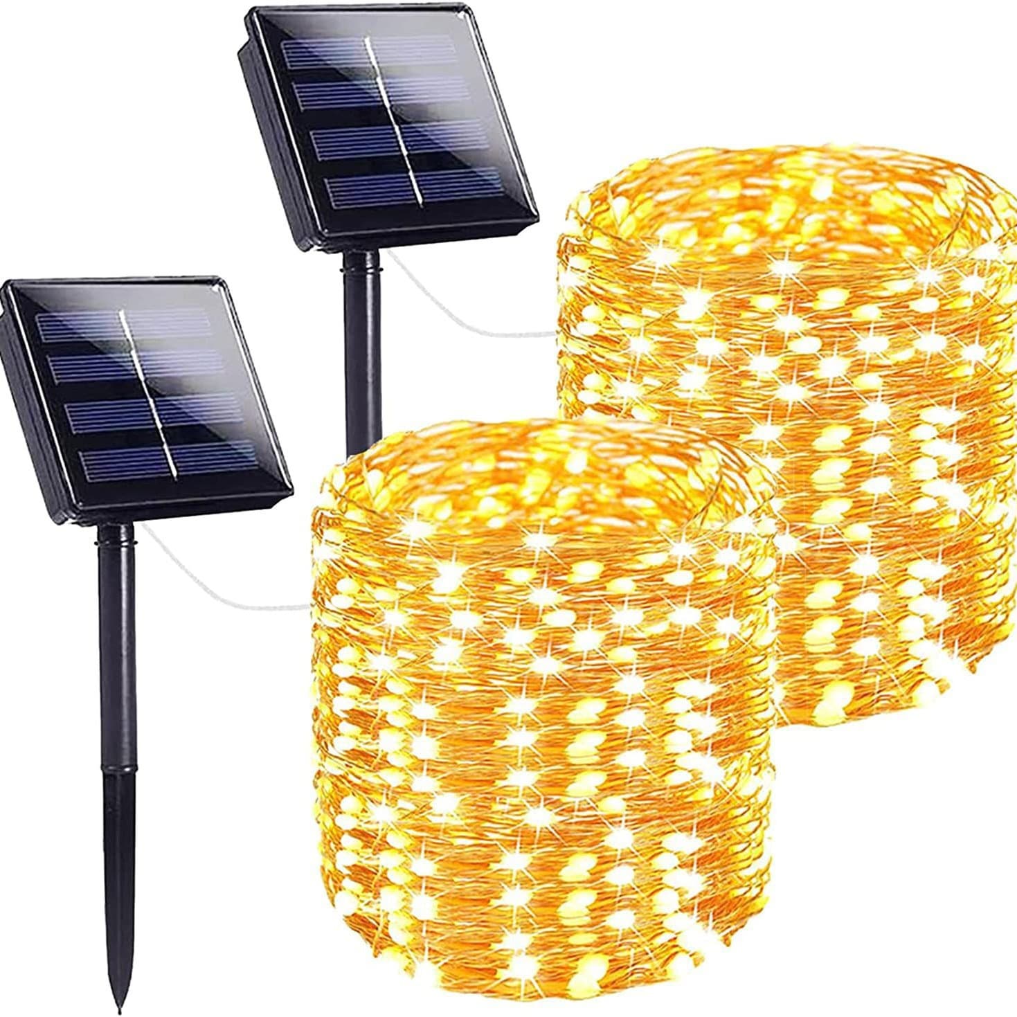 led solar copper wire string lights outdoor waterproof atmosphere lights Christmas decorative lights remote control string lights wholesale