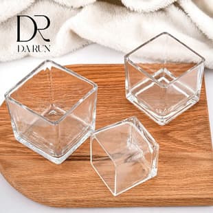 Factory Wholesale Square Transparent Glass Candle Holder, Square Jar for Aromatherapy Candles, Simple Candle Vessel
