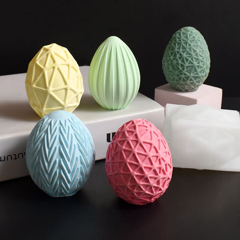 Easter Egg Candle Mold Egg Grid Egg Vertical Wave Egg Striped Egg Plaster Silicone Mold