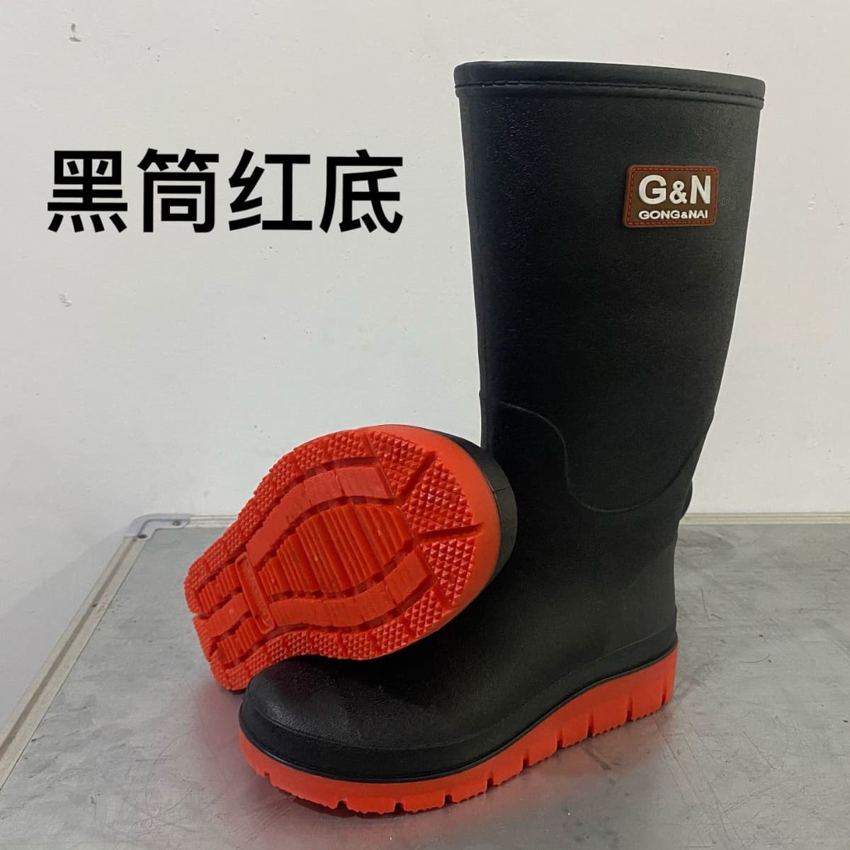 European Version New Fashion High-Cut Rain Boots Nitrile Rubber Oil Acid Alkali Resistant Anti-Slip Rain Shoes Car Washing Fishing Rubber Shoes