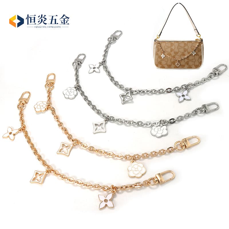 Versatile Metal Bag Chain Accessory Four-Leaf Clover Camellia Pendant Shoulder Crossbody Bag Extension Replacement Strap