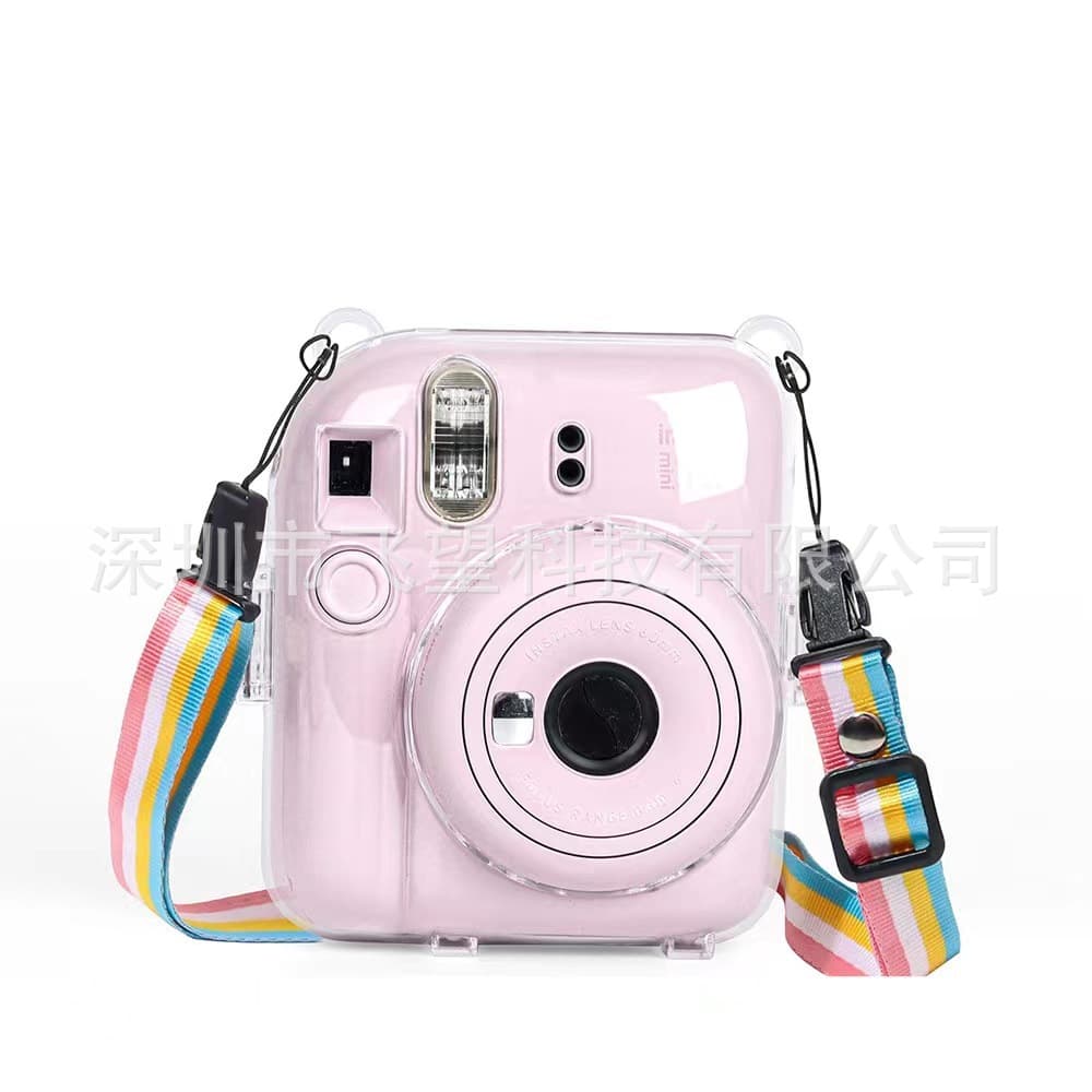 Instax Mini12 Instant Camera Crystal Case Storage Anti-Scratch with Strap Transparent Shell Crystal Protective Cover PC Shell
