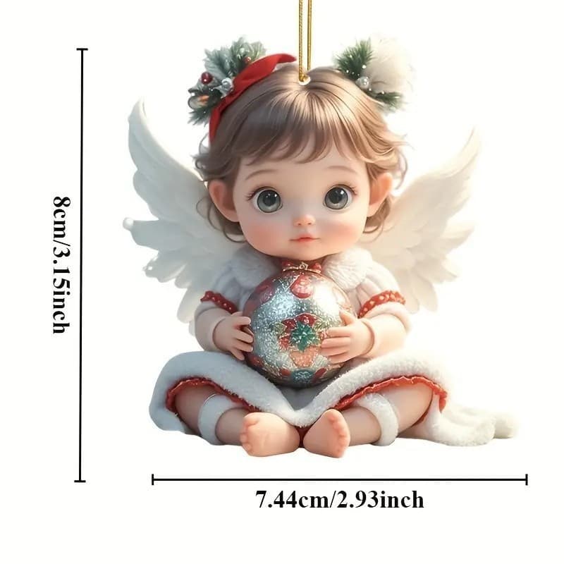 Cross-border hot selling cute angel little girl car acrylic flat pendant decoration computer bag keychain