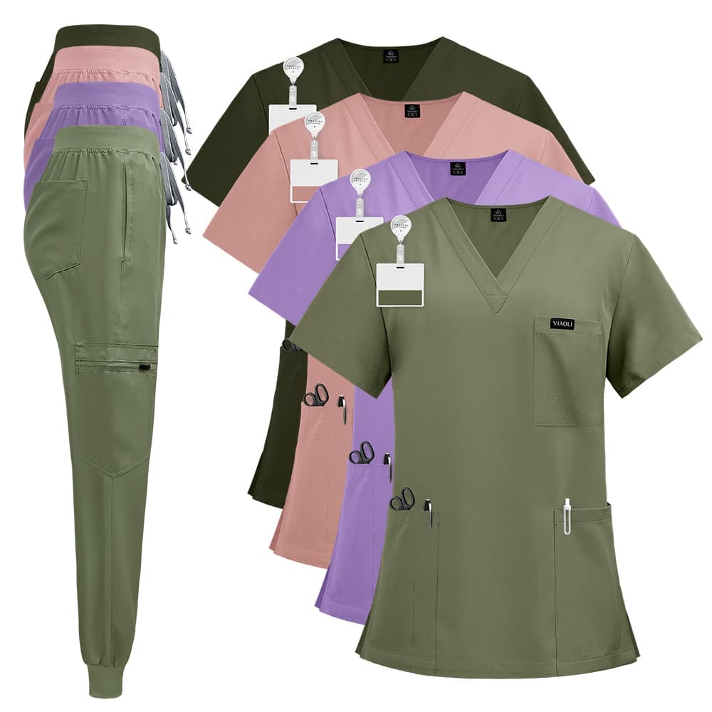 Amazon Cross-border Operating Room Short-sleeved Scrub Top for Women, Skin Care Nurse Uniform, Surgeon Isolation Gown, Workwear