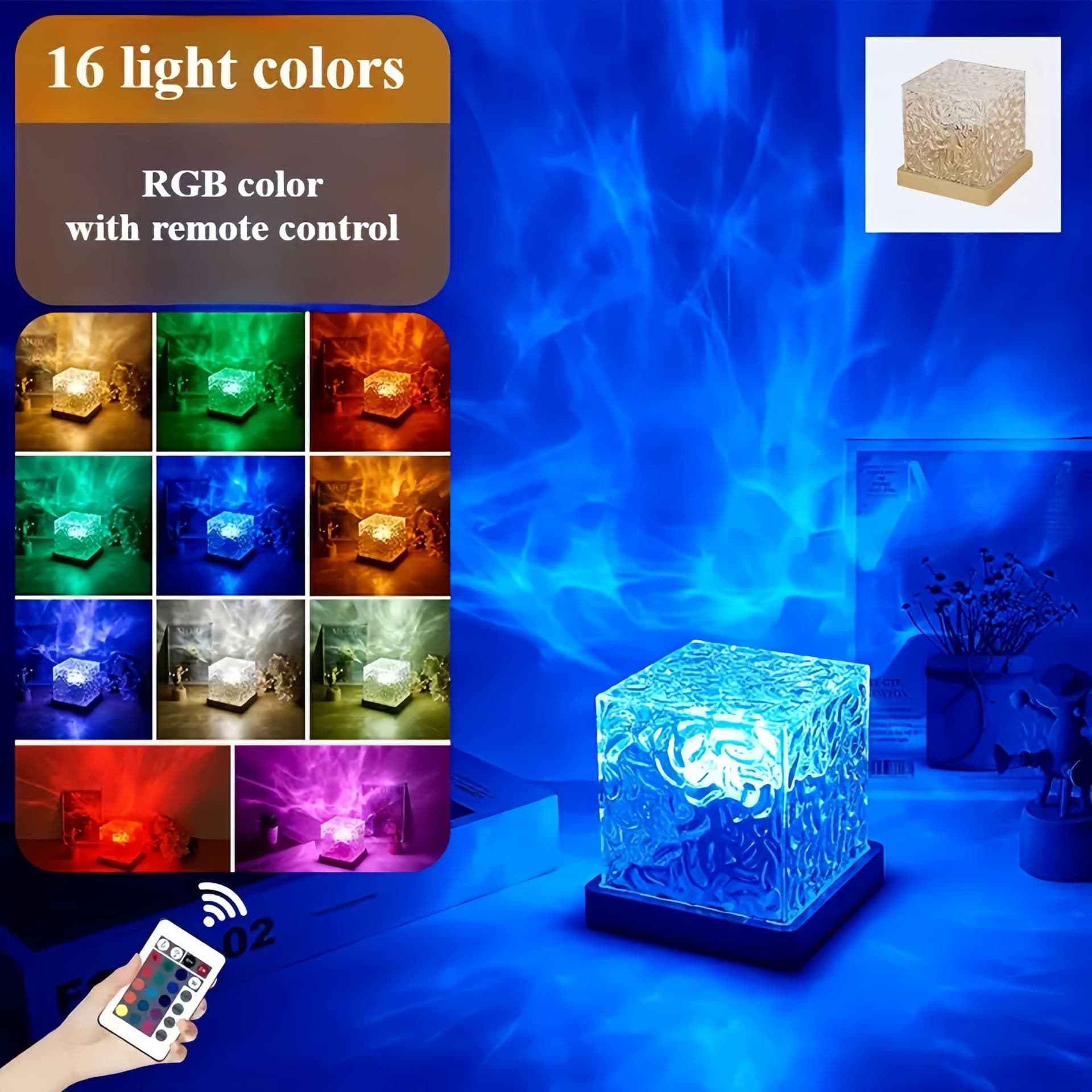 Cross-border Hot Creative Multi-color Dynamic Water Ripple Projection Ambient Light, Romantic Rotating Night Light Gift