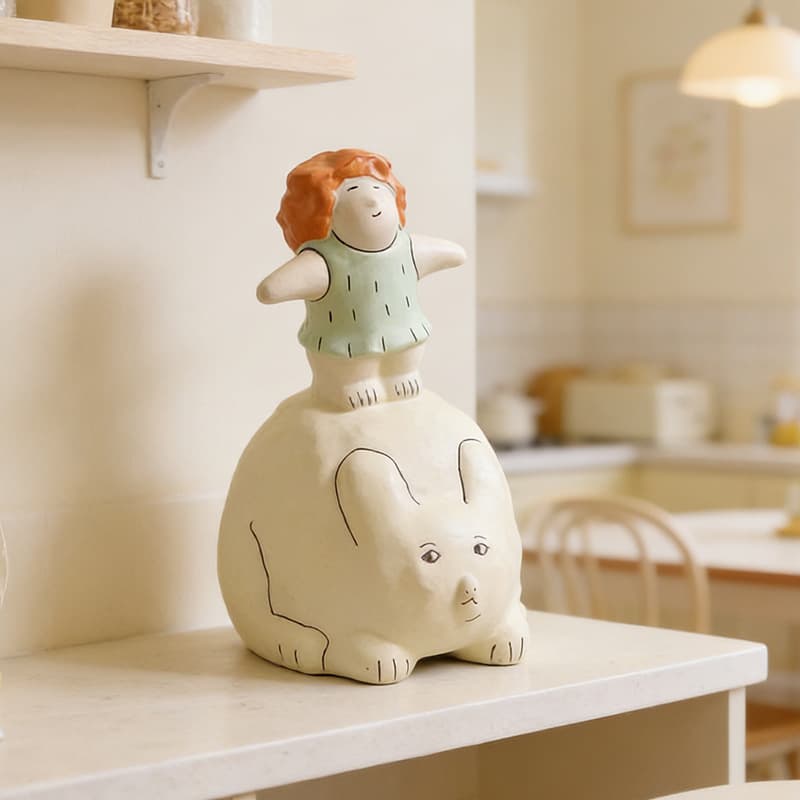 Cute Cartoon Figurine for Study, Office Desk, Bedroom Decoration, Coffee Shop Artistic Ornament