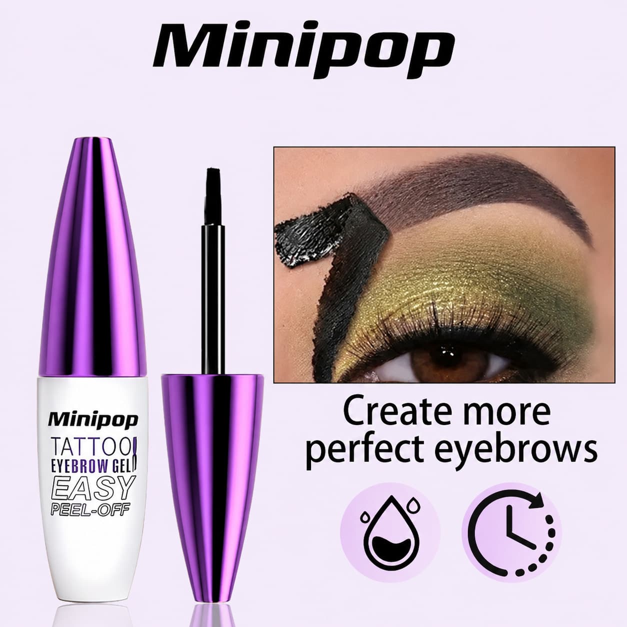 Cross-border hot-selling MINIPOP peel-off eyebrow gel, long-lasting, waterproof, sweat-proof, easy to color, anti-smudge and stain-proof peel-off eyebrow gel TEMU