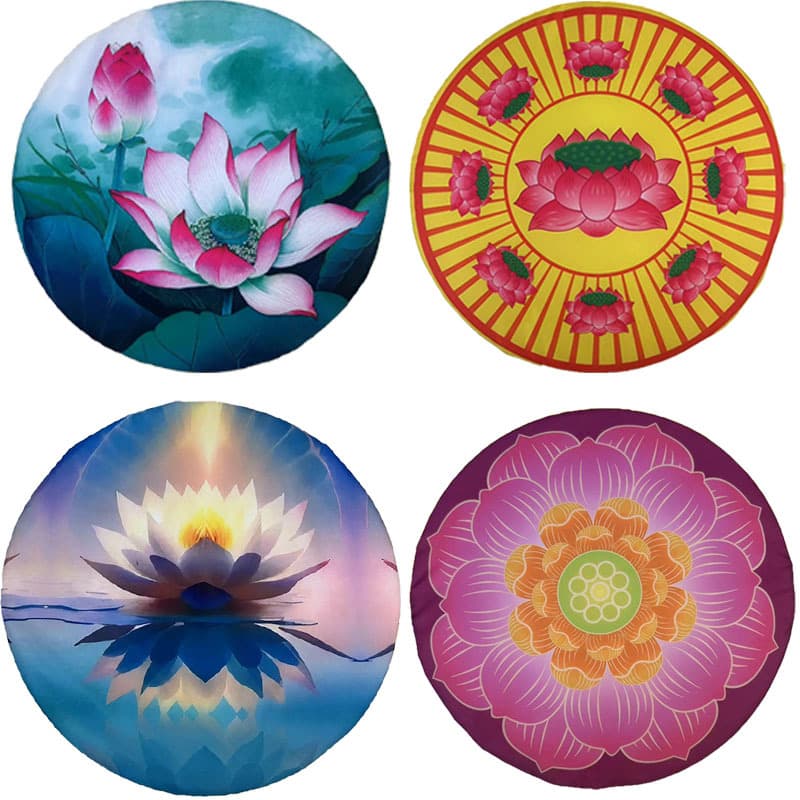 Round Meditation Cushion 4CM Thick, Kneeling Pad, Buddhist Hall Supplies, Lotus Prayer Mat