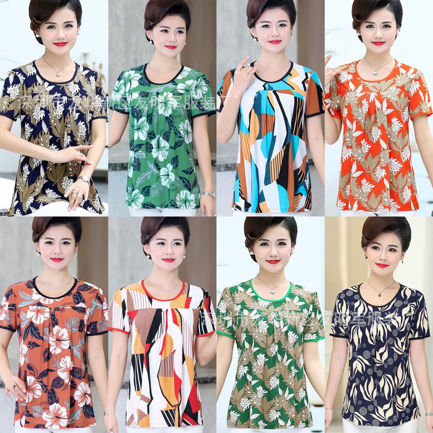 2025 New Summer T-Shirts for Middle-Aged and Elderly Women, Wholesale Source for Plus-Size Mother's Clothing