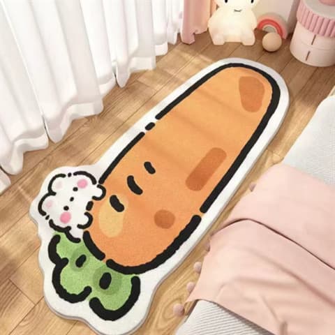 Cartoon special-shaped cute imitation cashmere bedroom bedside blanket children's strip floor mat living room room thickened sofa carpet