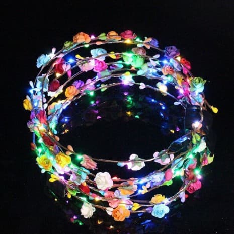 New Light-up Gold Wire Flower Crowns with 10 Lights for Tourist Spots and Night Market Sales