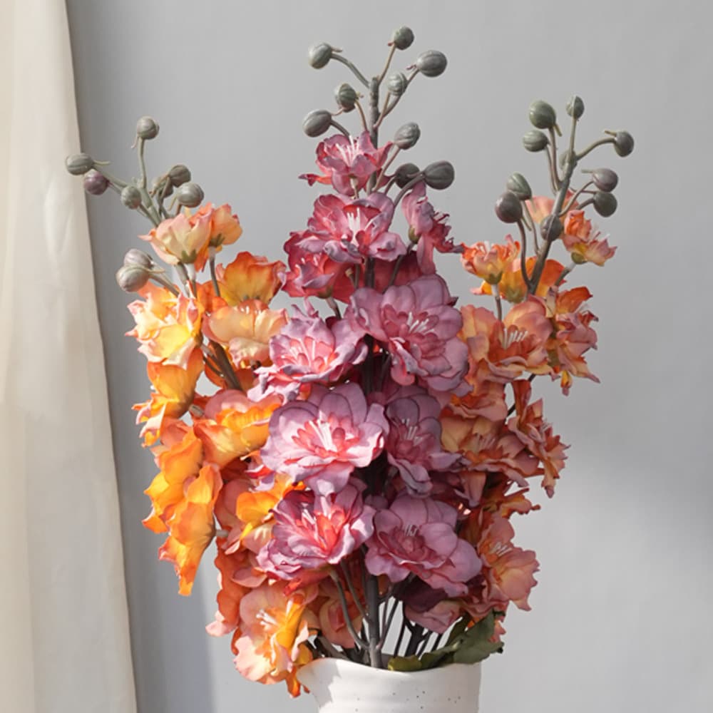 Artificial Flower with Burnt Edges Larkspur Fake Flower Scene Decoration Home Furnishing Autumn Decorative Flower Art Artificial Flower Material