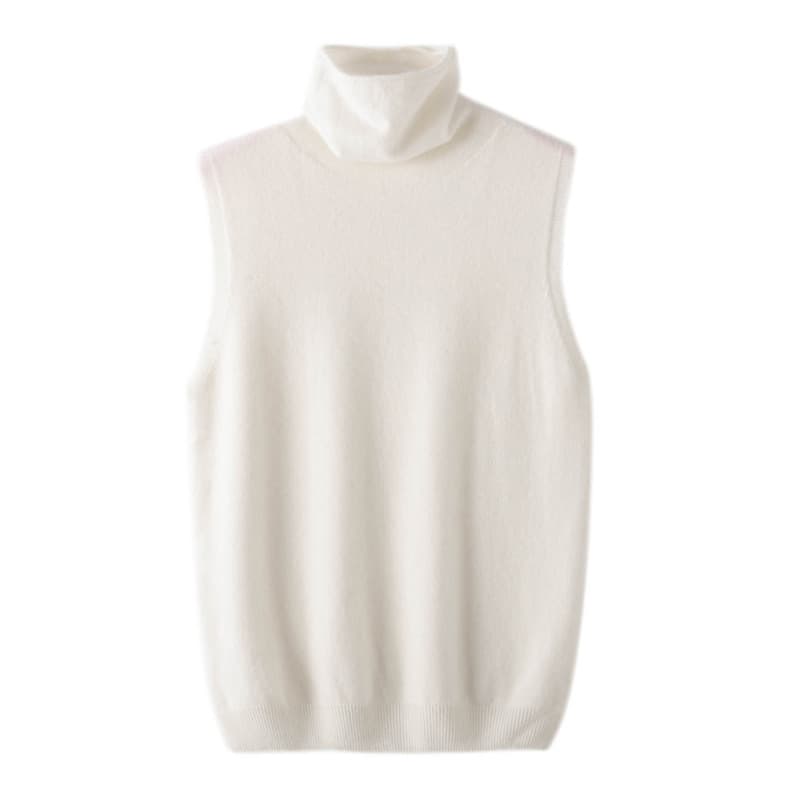 24 Autumn New Arrival Cowl Neck Elegant Sleeveless Wool Vest Women's One-Piece Garment Seamless Loose Layering Waistcoat
