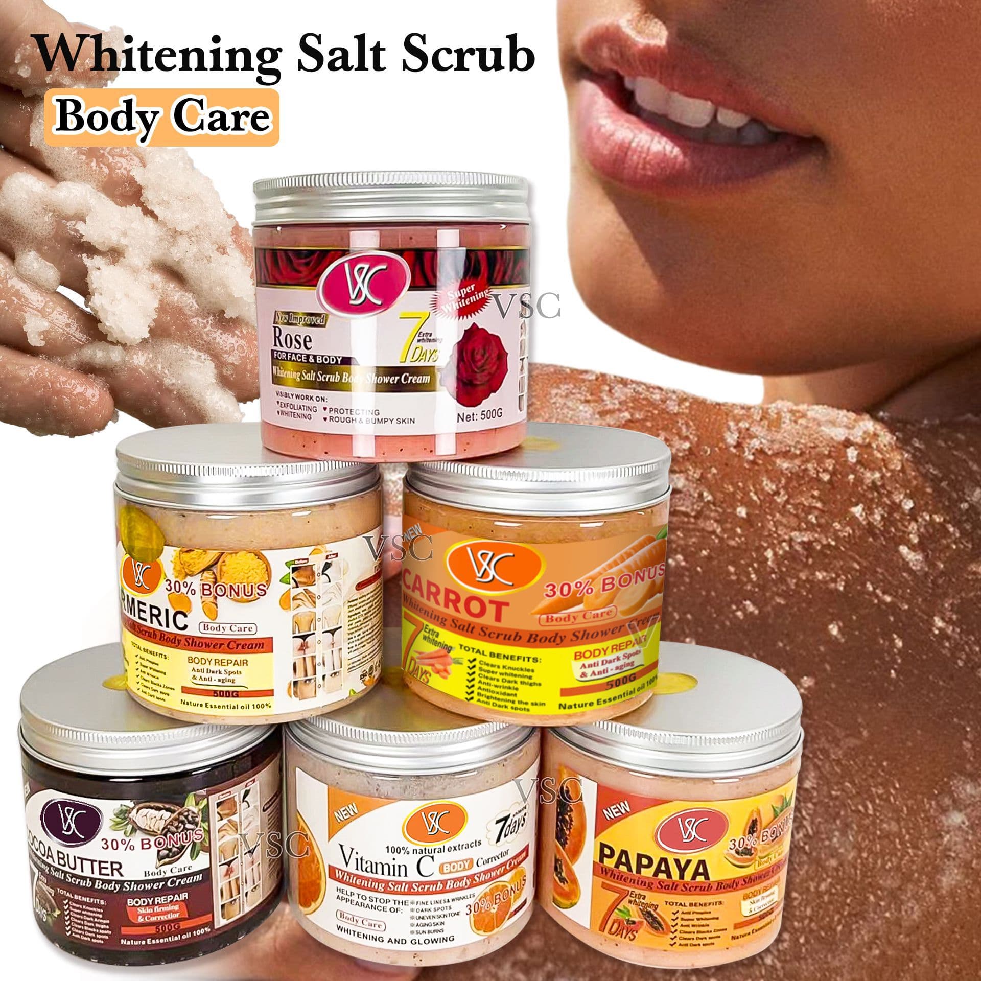 Cross-border Turmeric Scrub Wet Salt - Full Body Bath Salt for Exfoliation & Chicken Skin, 500g Sea Salt for Soaking, Foreign Trade