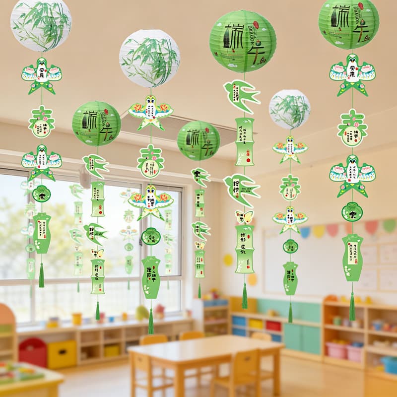 Dragon Boat Festival Decoration for Kindergarten Atmosphere Scene Setup Lantern Hanging Ornaments for Shopping Malls and Stores Spring Theme Decoration
