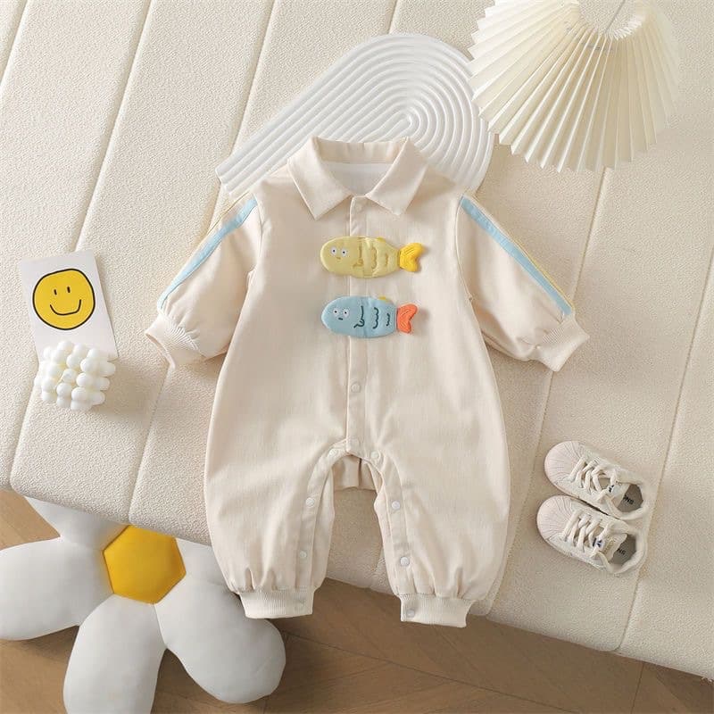 Infant clothes, baby cartoons, super cute long-sleeved onesies, cute spring and autumn clothes, stylish Korean version of going out clothes