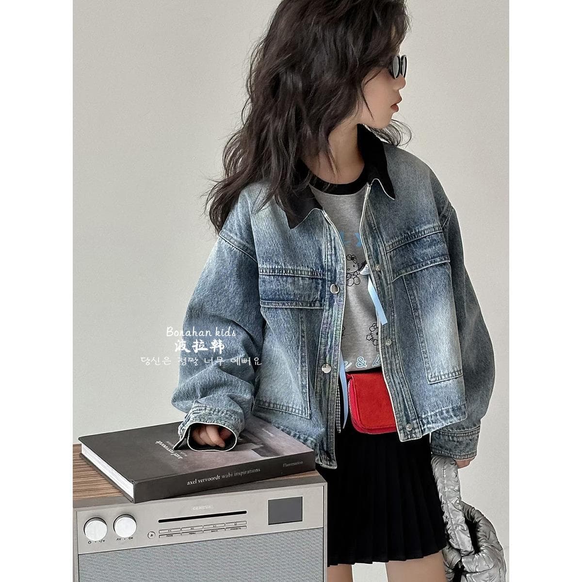 Korean Style Girls Denim Jacket Autumn 2025 New Korean Kids Girl Chic Jacket Children Clothing