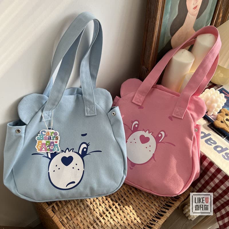 Care Bears Brand Authorized Original Canvas Shoulder Bag Cartoon Student School Bag Japanese and Korean Hand Tote Women's Bag