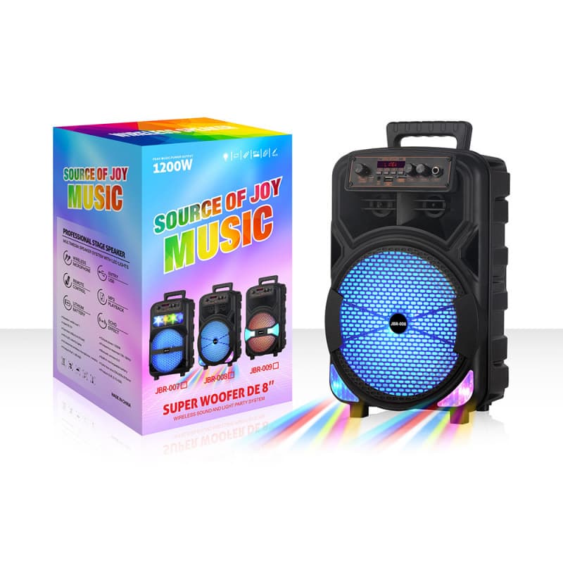 New Jbr-008 Hot Sale 8inch Special Colorful Lights Outdoor Portable Bluetooth Mobile Speaker