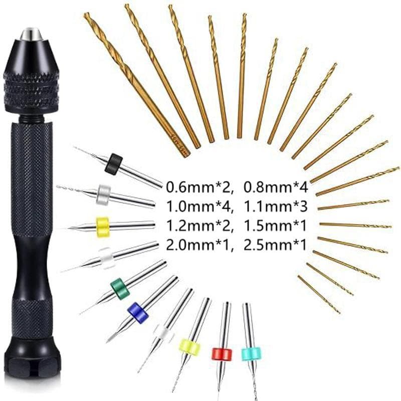 Micro Drill Bit Set with Pin Vise | Hand Drill - Pin Vise Hand Drill Manual, PCB Mini Drill