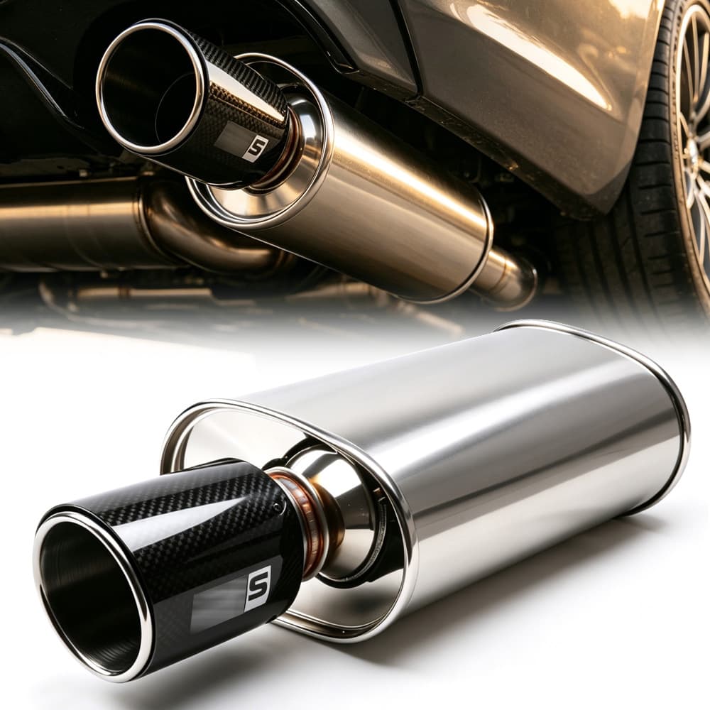Car stainless steel exhaust pipe 2 inches 3 inches M drum exhaust silencer flat drum exhaust pipe HK* carbon fiber exhaust pipe