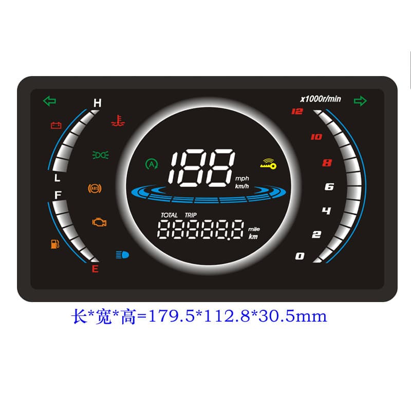 2023 NMAX Motorcycle Street Bike Modified Electronic Digital Gauge Flat Panel with Water Temperature, Voltage, 7-Color Changing Digital Display