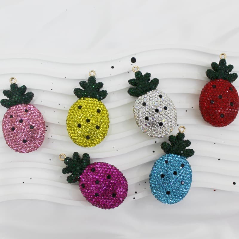Amazon's New Fruit Series Pineapple-Shaped DIY Keychain Accessories Car Pendant Diamond-Encrusted Fruit Jewelry