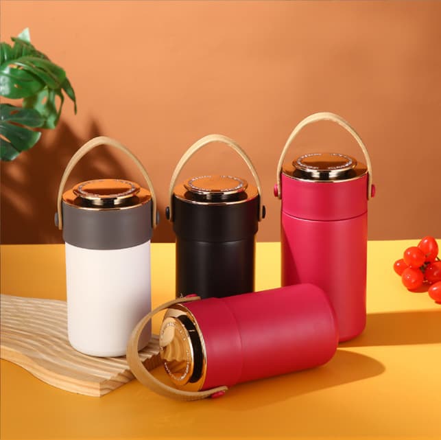 Thermal cooking cup for 24-hour porridge, food-grade with spoon, large capacity double-layer portable lunch box insulated cup