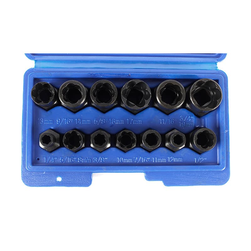 Nut Extractor Set 13PCS - Damaged Screw Remover, Stripped Hex Bolt Removal Socket Kit