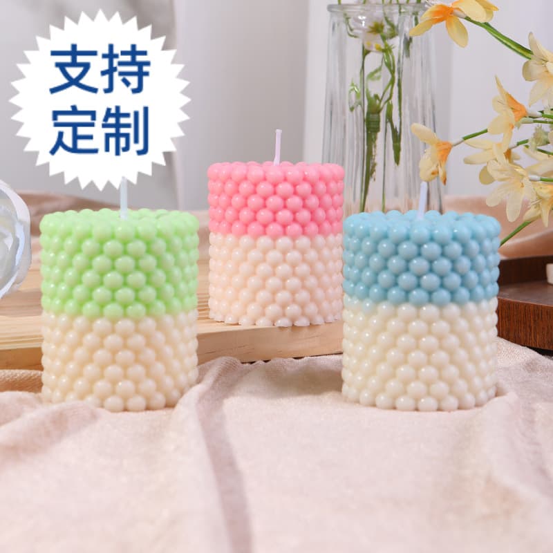 ins style gradient bead aromatherapy candle macaron color internet celebrity three-dimensional bead atmosphere candle handmade cylinder