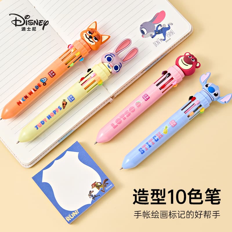 Disney Zootopia Multicolor Retractable 10-Color Ballpoint Pen Gift Pen for Students Drawing Journal Cartoon Pen