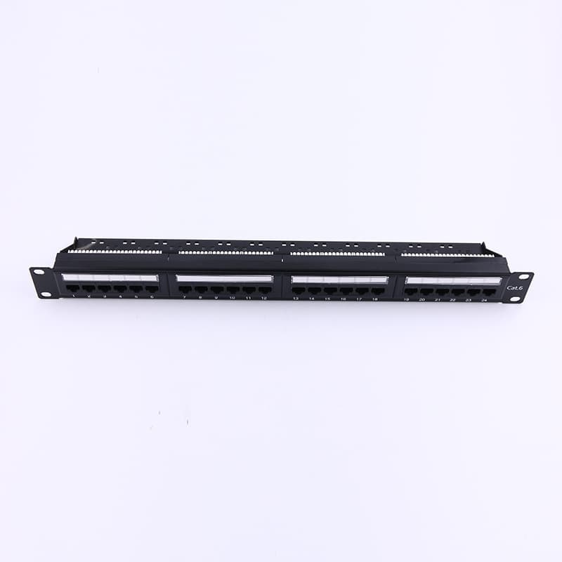 Factory Direct Cat6 24-Port Unshielded Patch Panel with Cable Management Ties and Wire Duct, Rackmount Panel Module