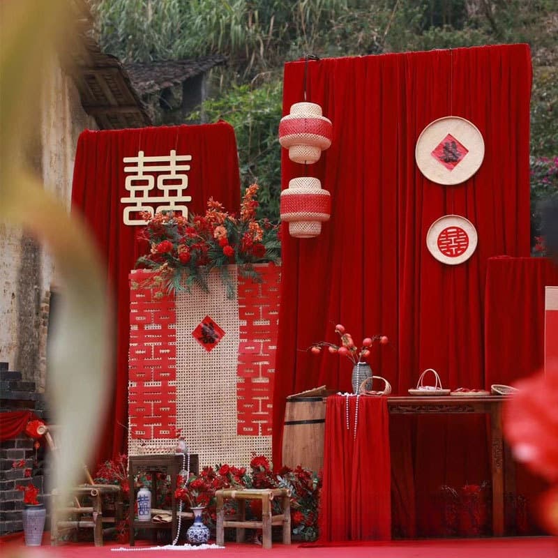 Wine Red Velvet Fabric Drape Decoration for Wedding Engagement Banquets, Red Velvet Cloth