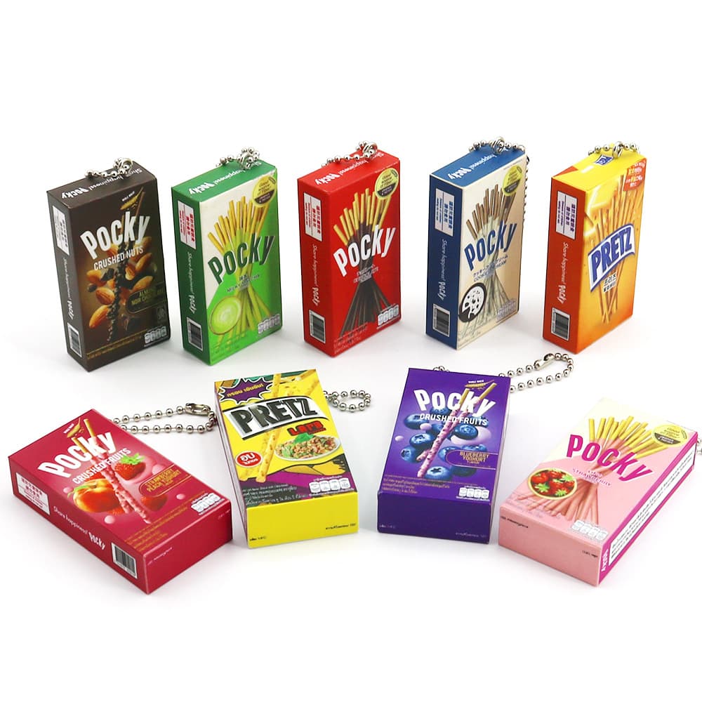 Simulated snack biscuit box keychain Pocky matcha strawberry chocolate snack toy pendant accessories