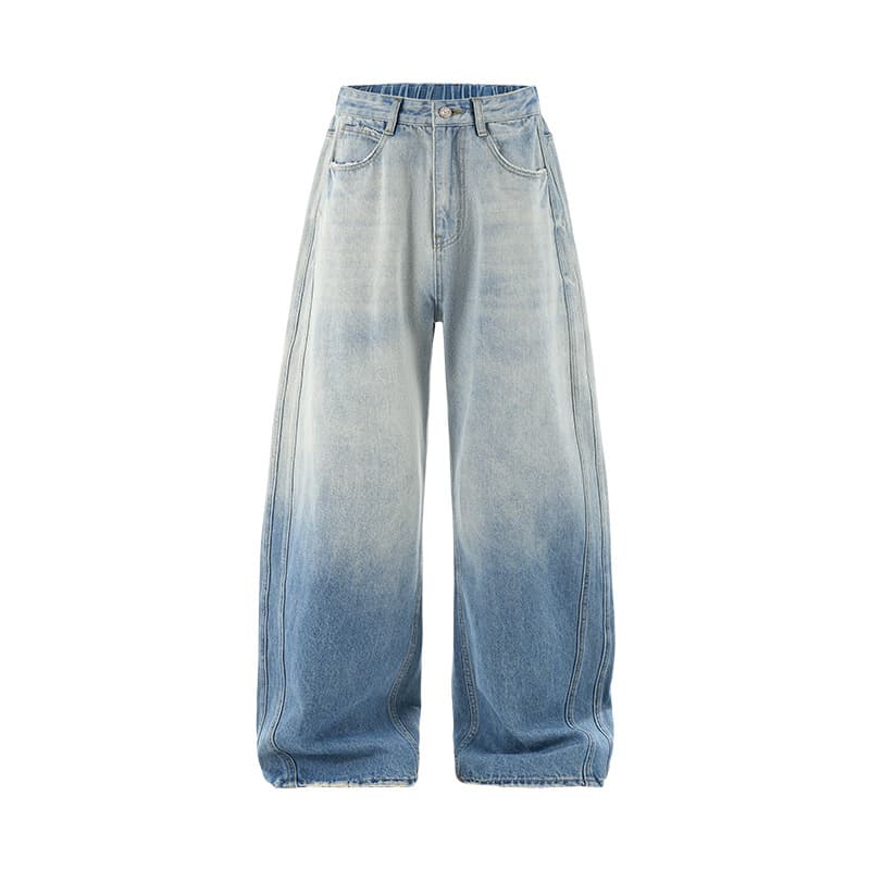 Jiezhan Men's Wear | Gradient Distressed Jeans, Spring/Summer 2026 New Arrival, American Street Style Distressed Wide-Leg Casual Pants for Men