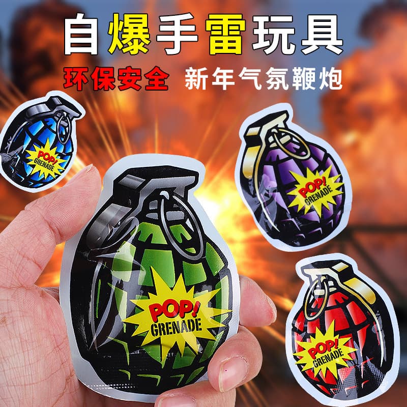 Automatic Inflatable Hand Grenade Prank Toys, Self-Detonating Models, Explosive Props for Gags