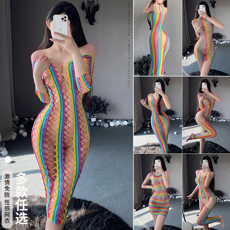 Lin Linting Brand Sexy Lingerie Jacquard Sexy Color Mesh Transparent Tight Mesh Socks European and American Uniform Suit