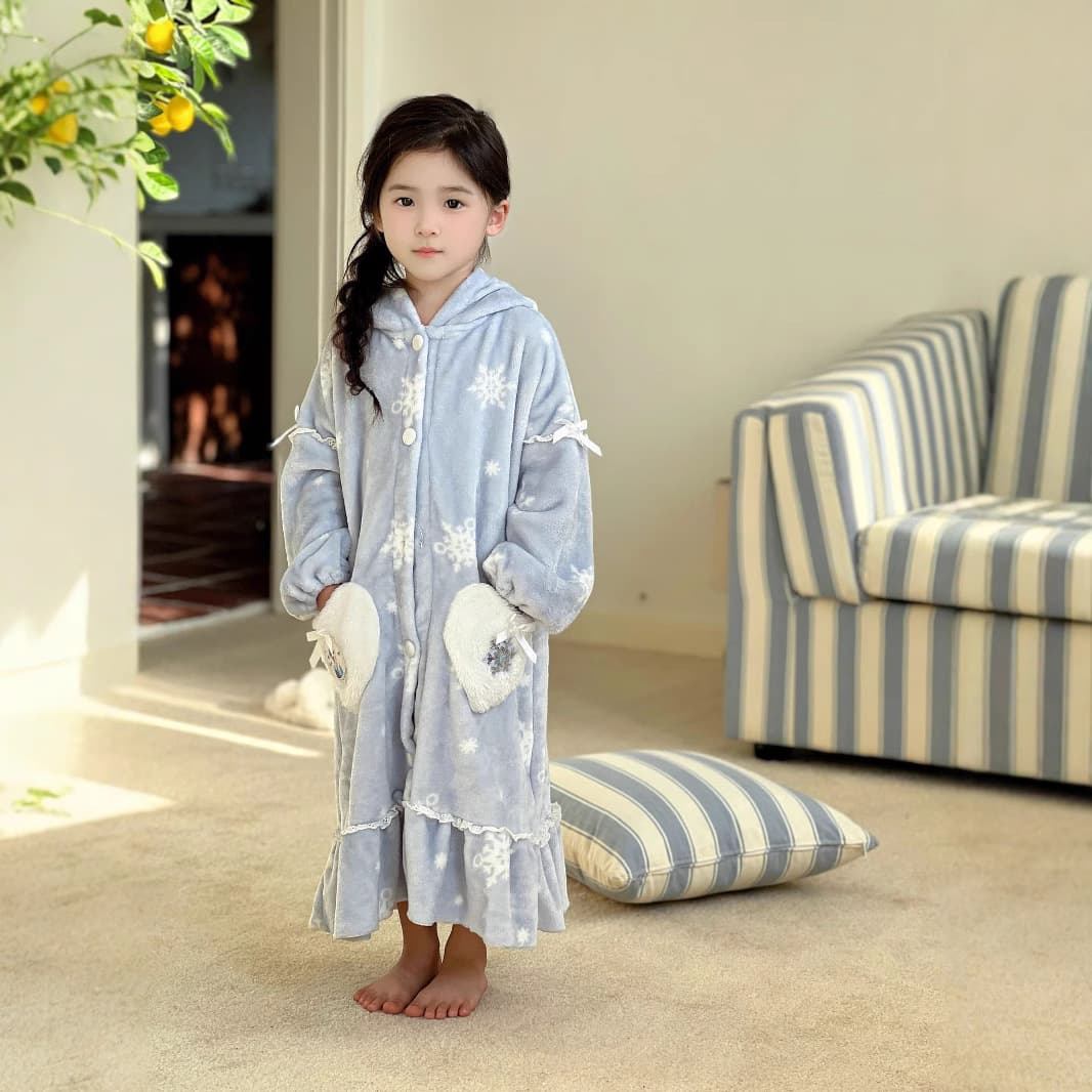 Kulomi Aisha Autumn and Winter New Girls Flannel Coral Fleece Home Clothes Pajamas Suit Nightgown Skin-friendly Warm