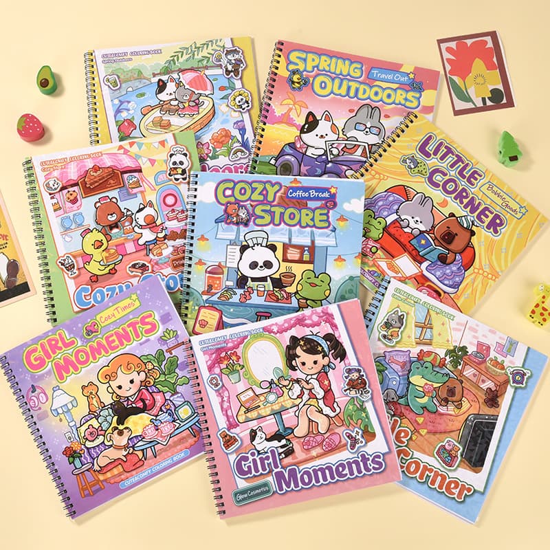 In Stock Cartoon Coloring Book Ultra Self-Healing Anxiety Relief Coloring Book Children's Enlightenment Cute Coloring Drawing Book Wholesale