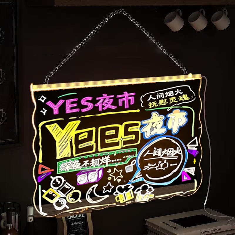 Fluorescent Board Glow Advertising Board Graffiti Night Display Sign Stall Advertising Board Shop Promotion Night Market Light Sign