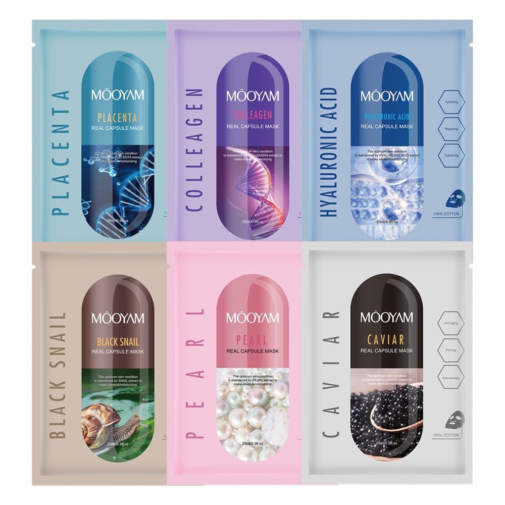 Cross-border Collagen Face Mask Snail Pearl Mask Hydrating Moisturizing Sheep Placenta Hyaluronic Acid Caviar Mask