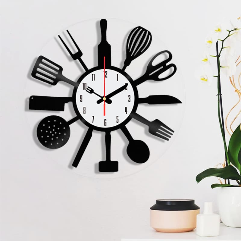 New Cross-Border Tableware Wall Clock Silent Creative Acrylic Clock Restaurant Living Room Kitchen Home Decorative Timepiece