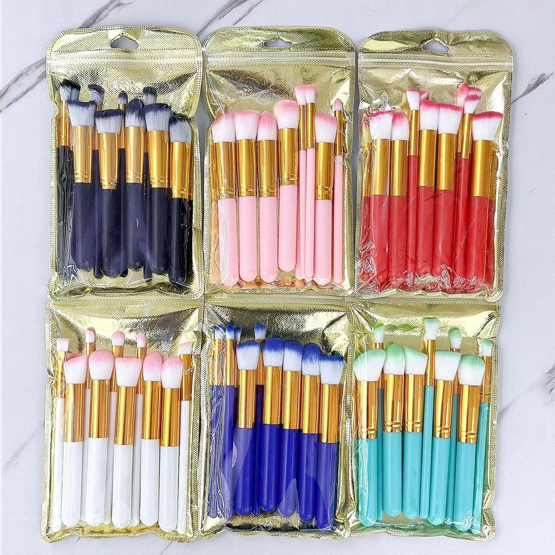 Factory Stock Beginner 10-Piece Makeup Brush Set Candy Color Fiber Beauty Makeup Tools Cross-Border Hot Seller