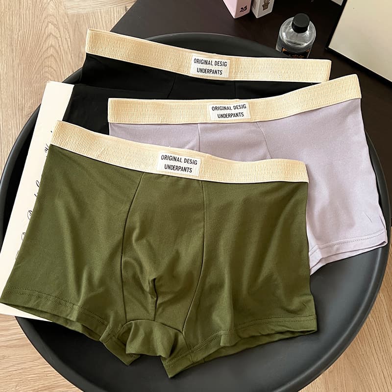 Men's Boxer Briefs Loose Fit Mid-Rise Breathable Seamless Letter Print Four-Corner Shorts Wholesale