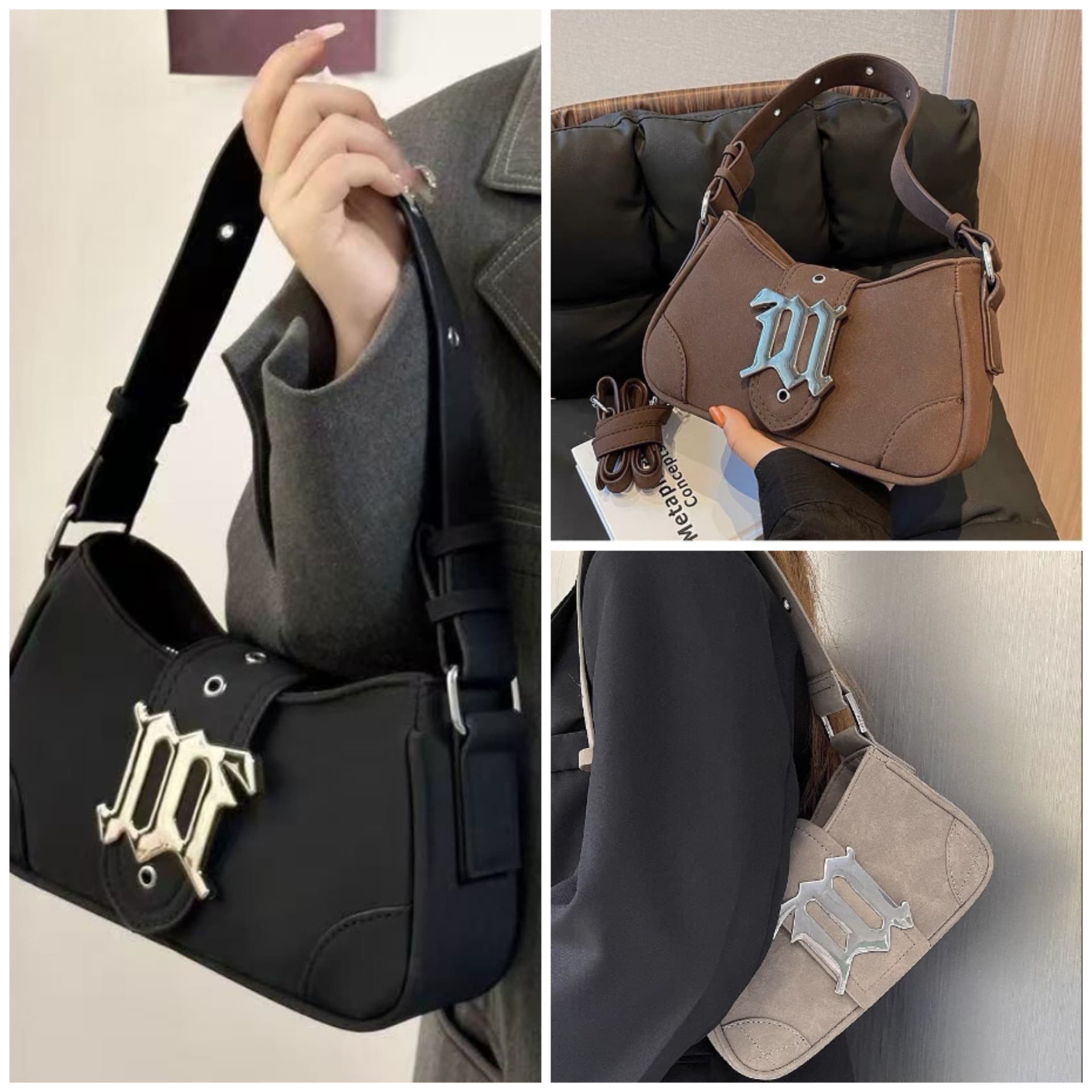 2025 Autumn Winter New Niche Design Women's Bag Retro Suede Shoulder Handbag 2K Millennial Hot Girl Underarm Bag