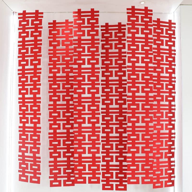 Long Strip Double Happiness Decal for Wedding Room Decoration, Wedding Celebration, Engagement Photo Prop