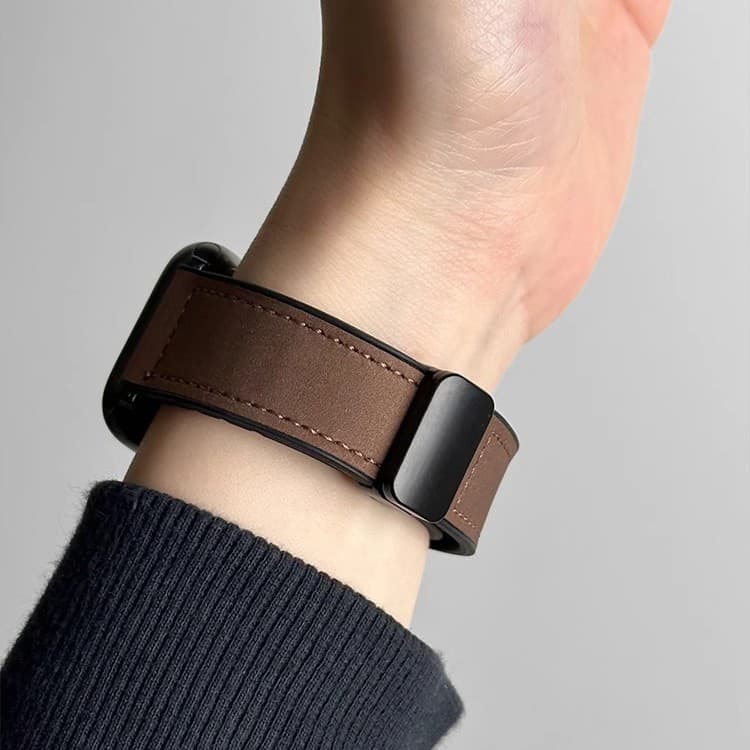 Compatible with Apple iWatch bands, Huawei GT7, Xiaomi 9 Pro, silicone leather crazy horse grain, Fit5 magnetic buckle, S11