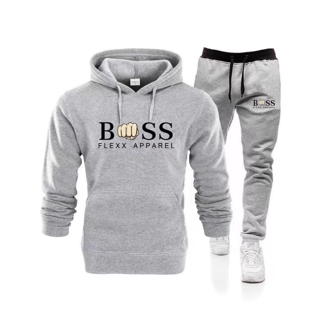Cross-border AliExpress New Men's Sports Hooded Sweatshirt Set Fleece-Lined Autumn Winter Casual Long Sleeve Tracksuit for Men